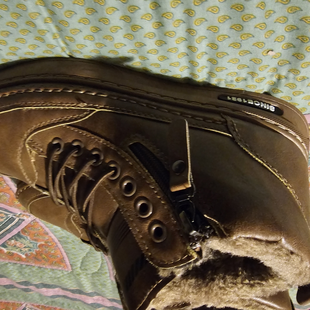 Brown Leather Rain & Snow Boots with Laces